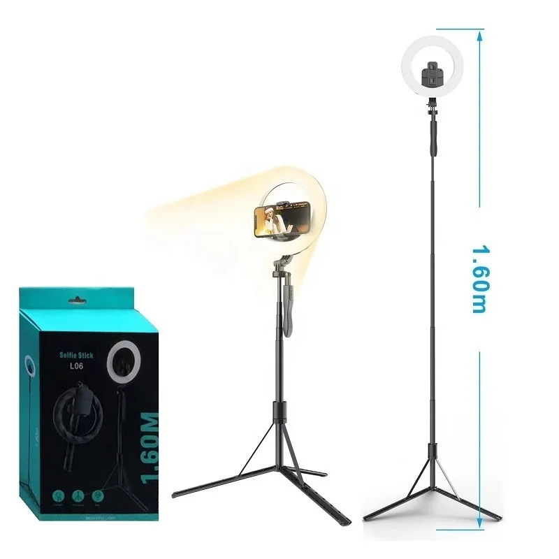 

L06 Portable Rechargeable 8 inch Photography Mobile Phone LED Selfie Ring Fill Light with Tripod Stand for Tiktok
