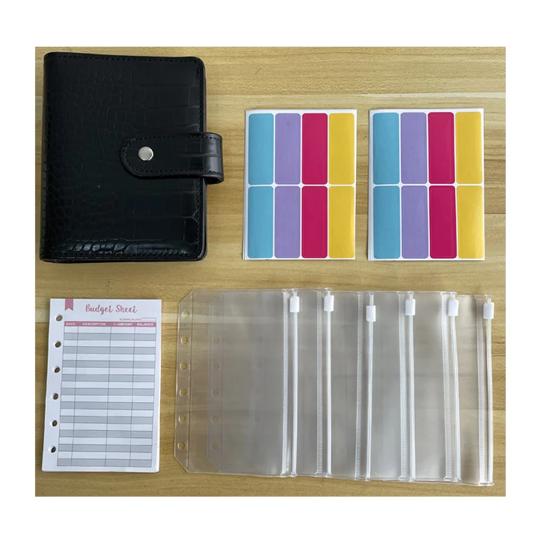 Crocodile Money Envelope Budget Binder with Zipper Cash Envelopes Available A7 Binder Wallet Croc Binder