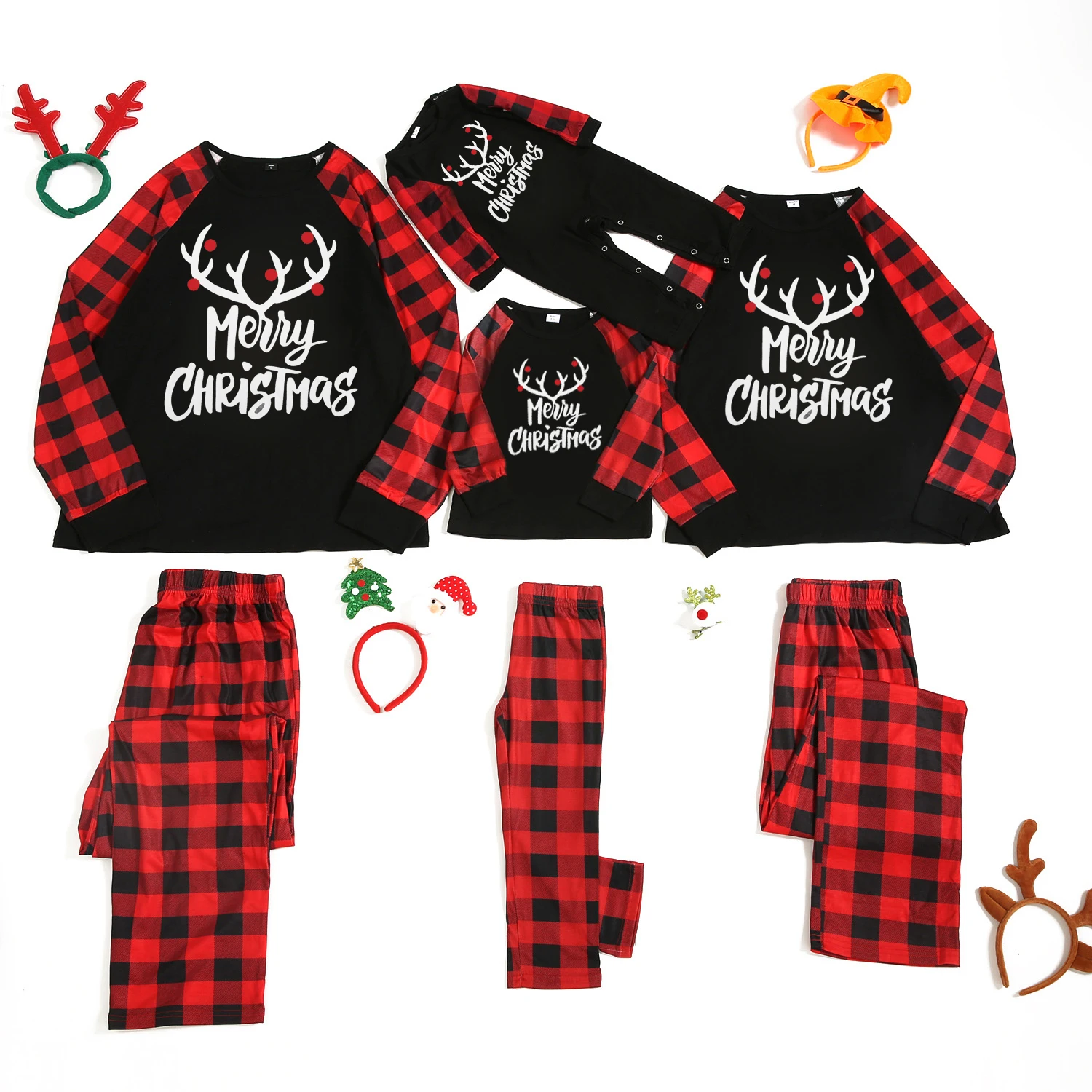 

Hot Sale Christmas Pajamas Family Matching Snowman Printed Sleepwear Parents and Kids Christmas Pullover Sets Family Pajamas, Green