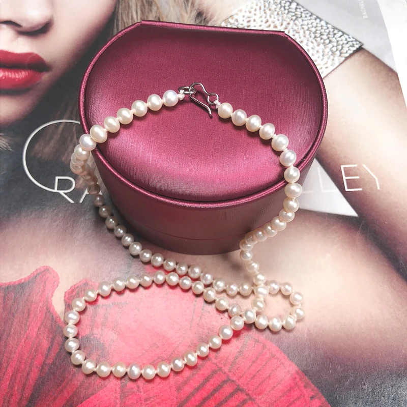 

WN010 Good quality fresh water pearl with 925 sterling silver clasp necklace