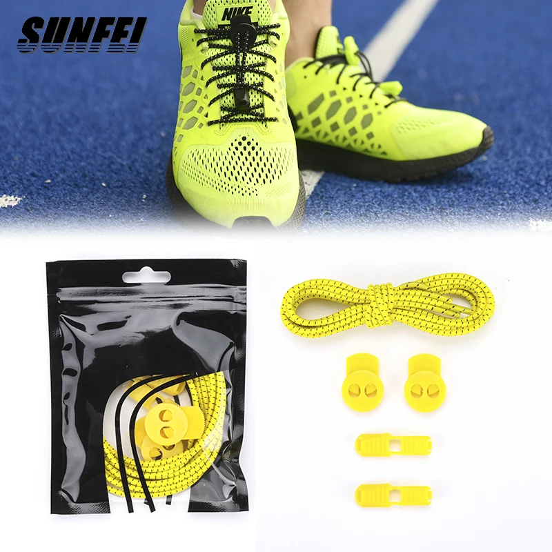 

custom no tie elastic polyester Shoe Strings lock lazy round shoelace Adults no tie shoelaces adjustable no tie Shoestrings