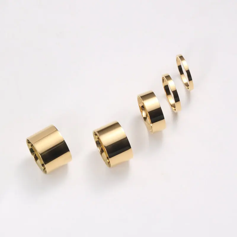 

Joolim Jewelry Wholesale 18K Gold Plated Smooth Band Stainless Steel Rings for Women Statement Rings