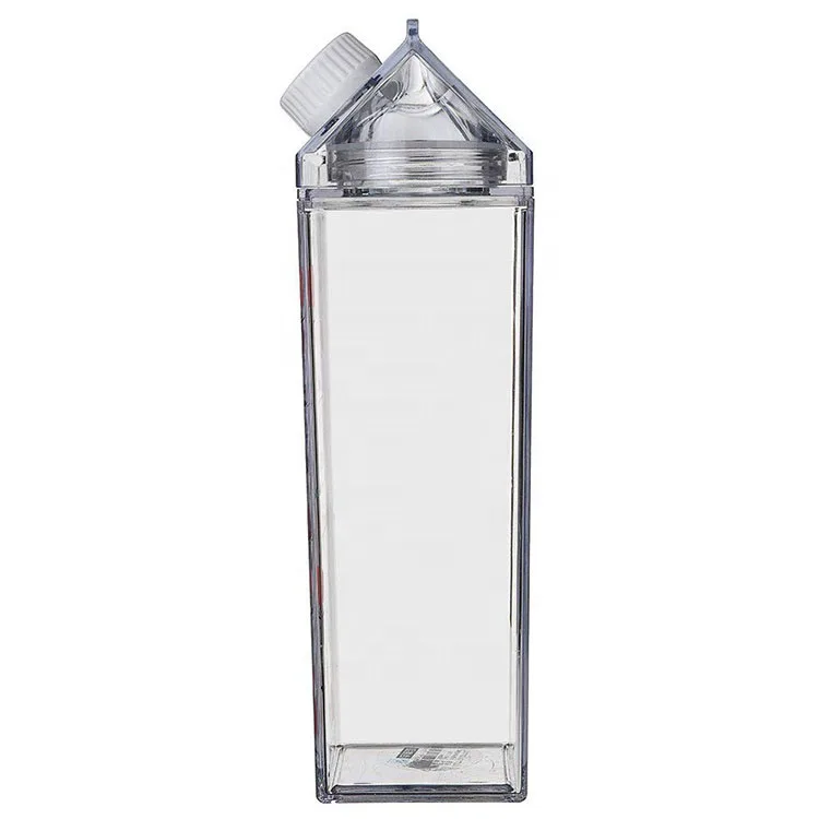 

Bpa free milk carton shaped 500ml square plastic bottles eco acrylic milk carton water bottle 1000ml for outside sports drinking, Clear