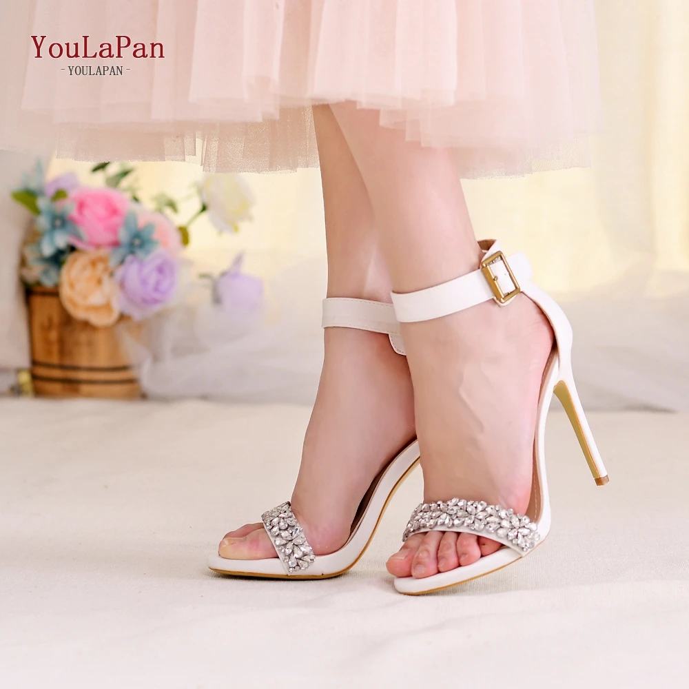 

YouLaPan A20 Elegant Beads And Rhinestone High Heel Bridal Wedding Shoes, White