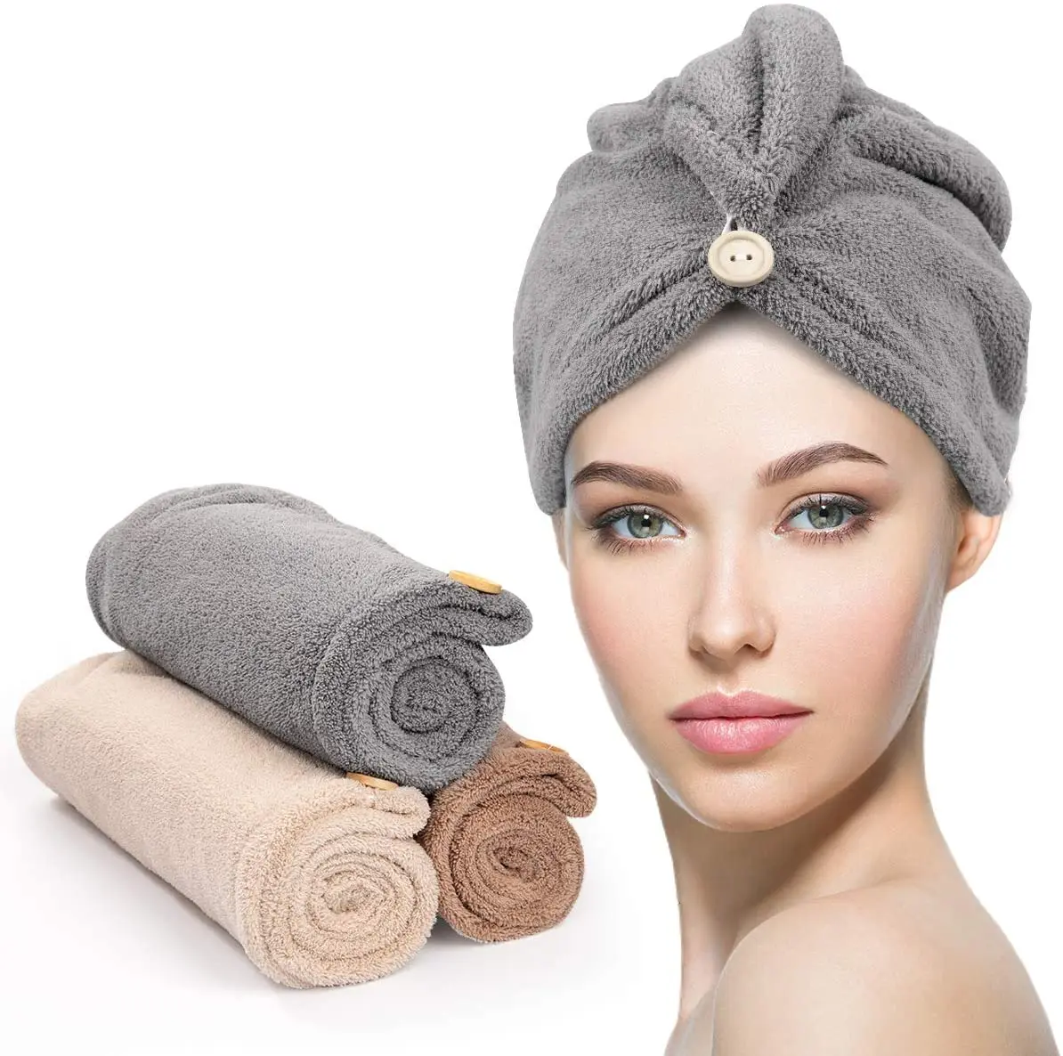 

Strong water absorbent microfiber quick dry hair wrapped towel hair turban towel