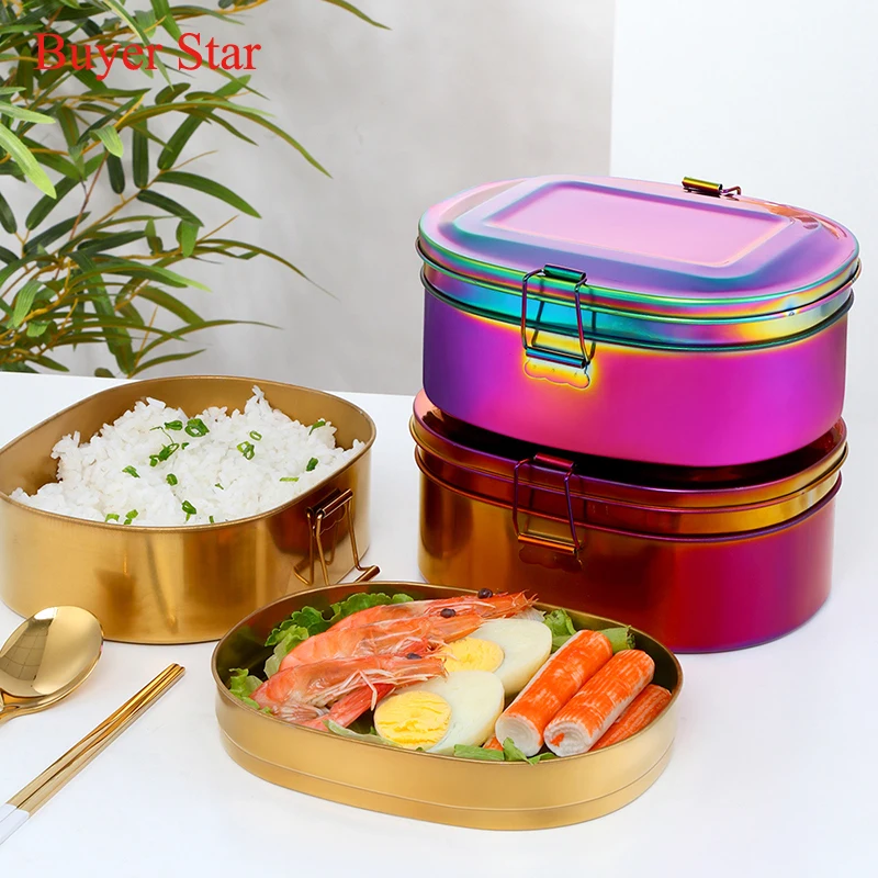 

Stainless Steel Square Food Container Bento Stainless Steel Lunch Box, Silver,gold,rose gold,rainbow no.0,rainbow no.3