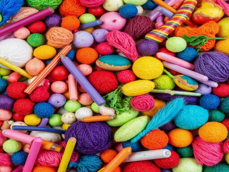 Colorful assortment of handmade craft supplies