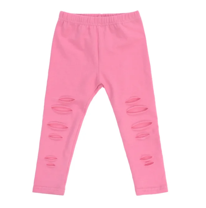 

Stretchy Hand Destroyed Girls Kids Pants Bottoms Distressed Trendy Kids Leggings, As pic