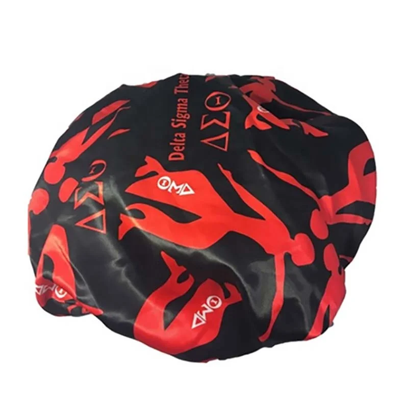 

Custom Elastic Fit All Organization DST Fortitude Sorority Waterproof Red Symbol Letters Delta Theta Shower Cap For Gift, Blue