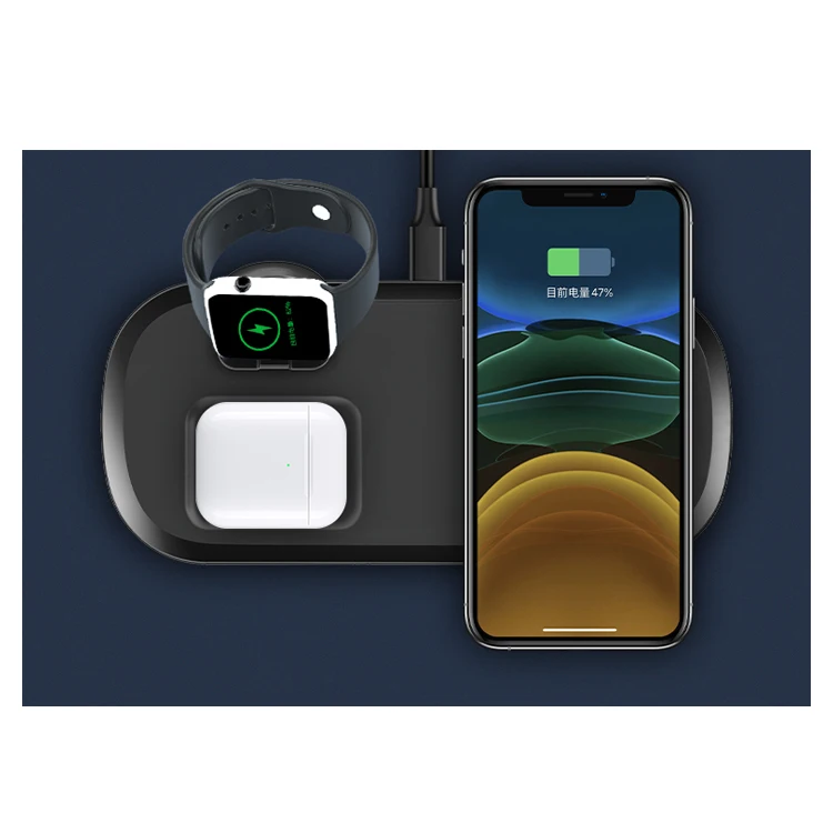 

foldable gift 3 in 1 fast wireless charger stand for watch phone earphone