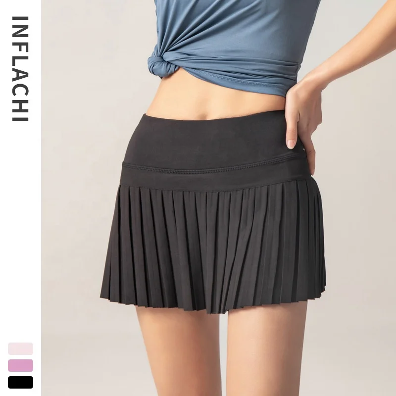 

High Quality Hot Wholesale Summer Sale Girls Sporty Style Sexy Fitness Golf Tennis Skirt with Pocket, 4 color