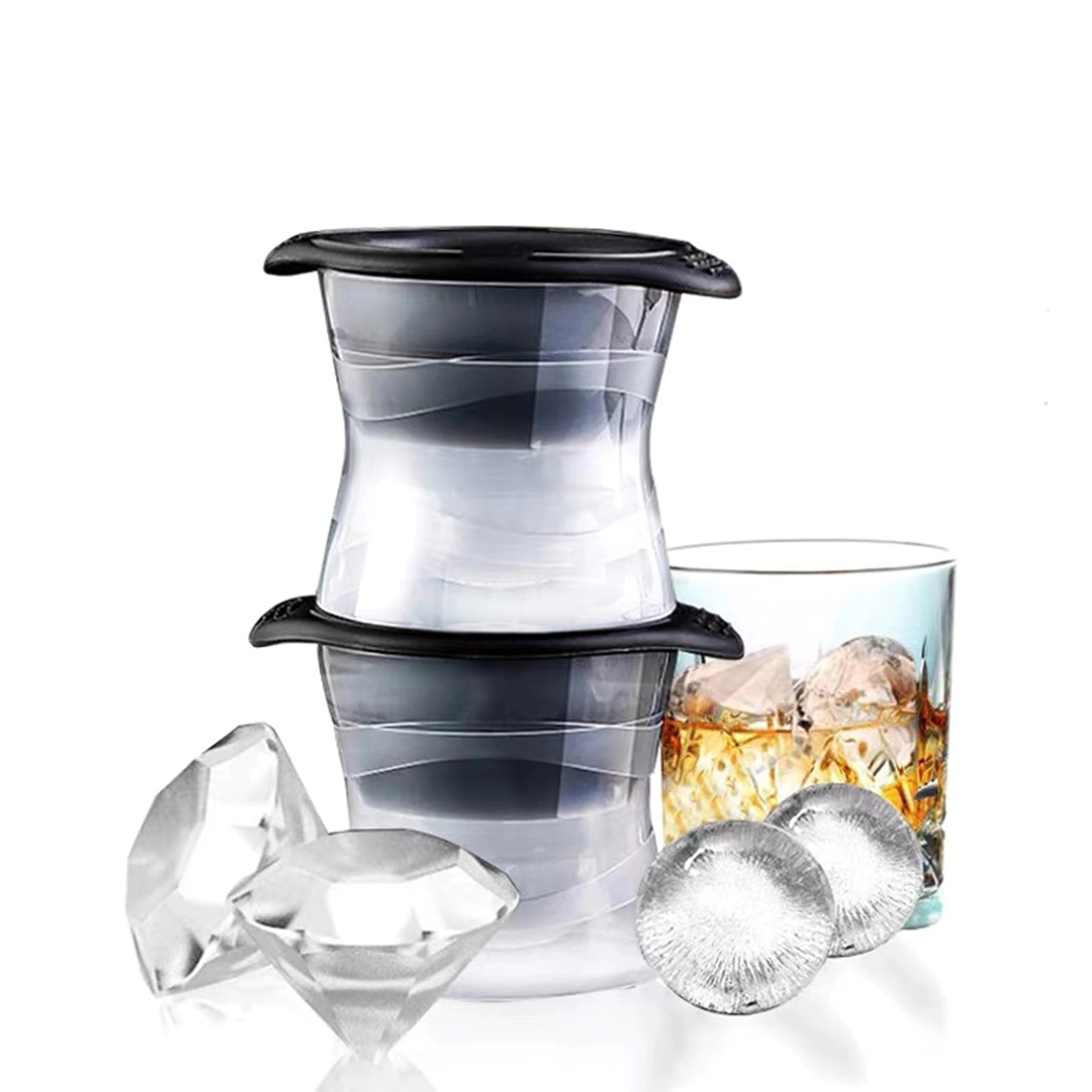 

Whiskey Large Sphere Mold Silicone Ice Cube Tray Ice Ball Maker Reusable 3D Silicone Ice Ball Mold with Lid