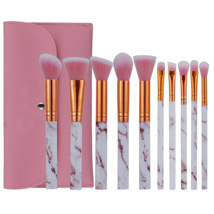 

10pcs Marble Makeup Brush High Quality Cosmetic Make Up Brushes Low Moq Custom Logo Private Label Makeup Brushes Set 3 colors