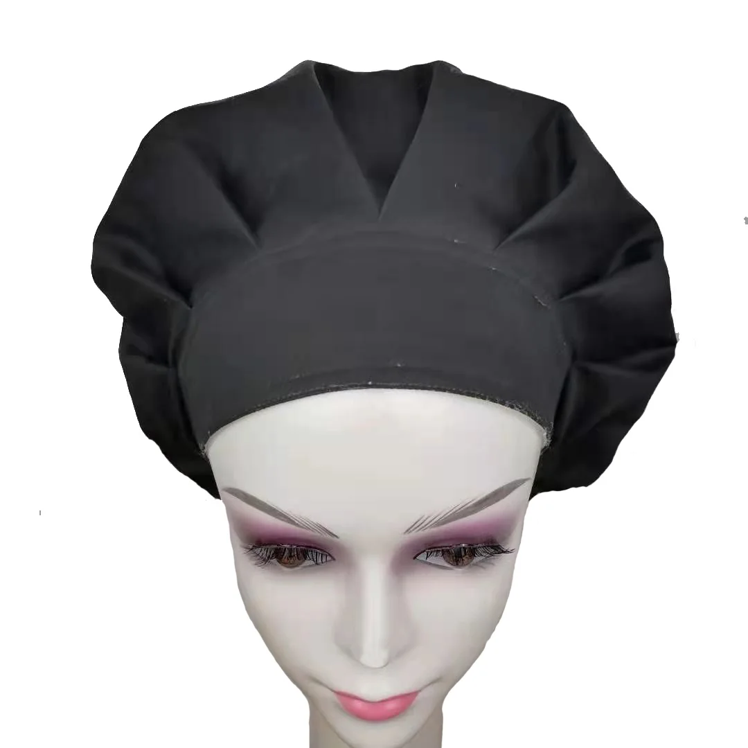 

Women Long Hair Nurse Scrub Bouffant Cap With Black Satin Lined, Floral printed