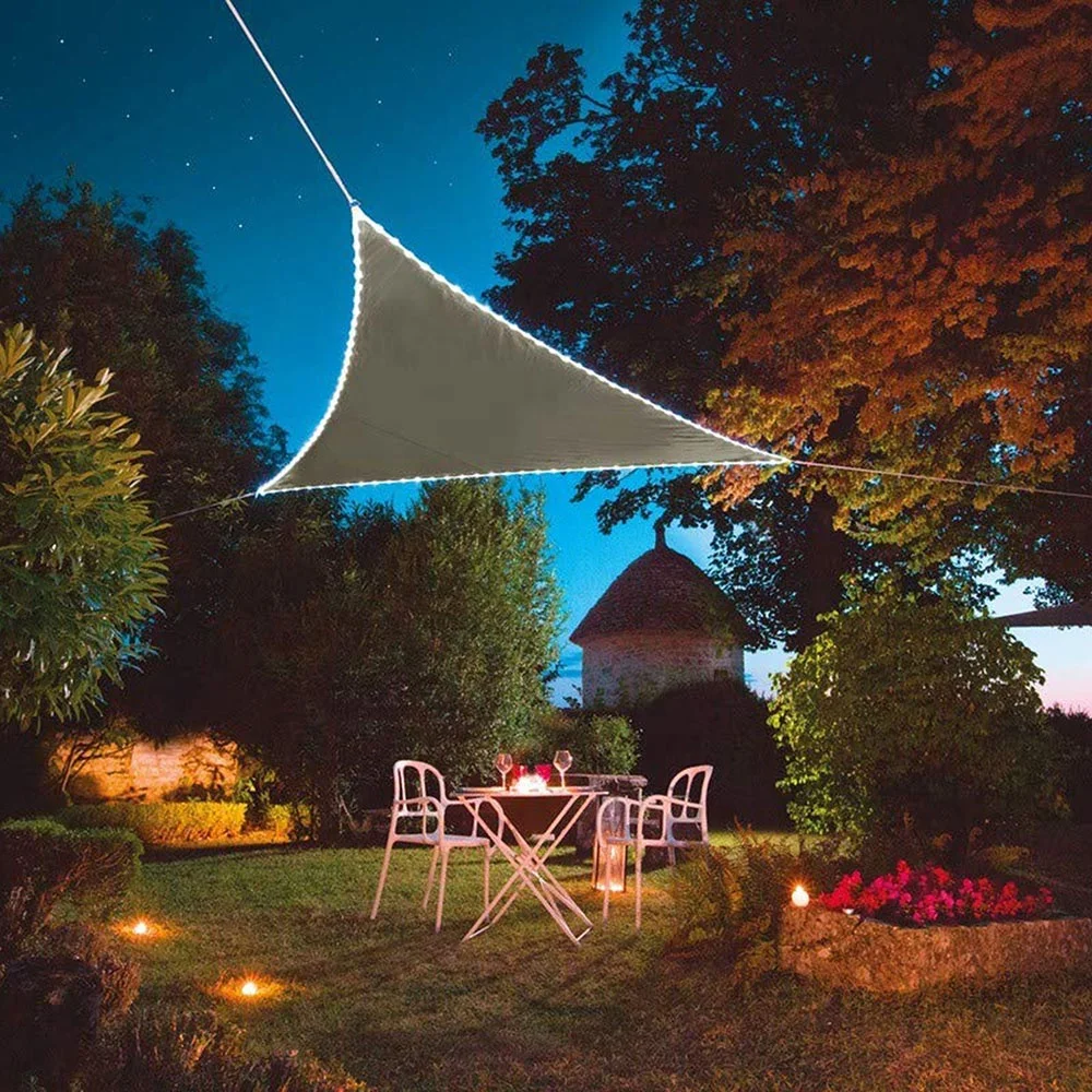 

Waterproof Tarps Canopy 3x3x3 m Triangle Patio LED Sun Shade Sail for Outdoor Garden