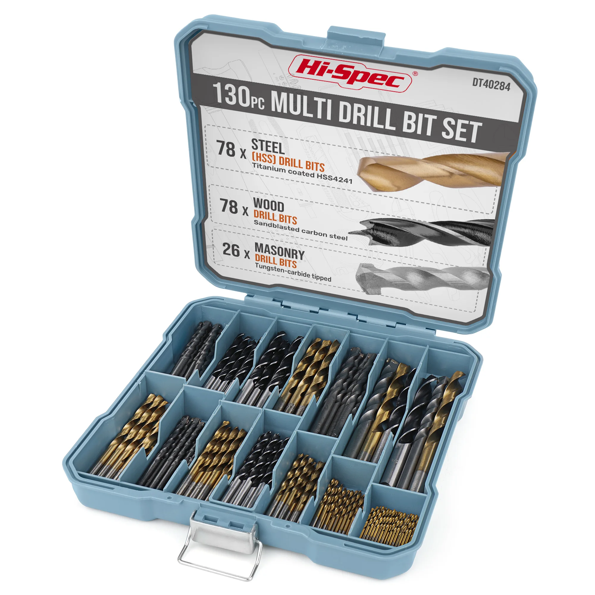 

Hi-Spec 130pc Titanium Coated Steel HSS Masonry Wood Drill Bits Set Combination for Free Shipping to USA