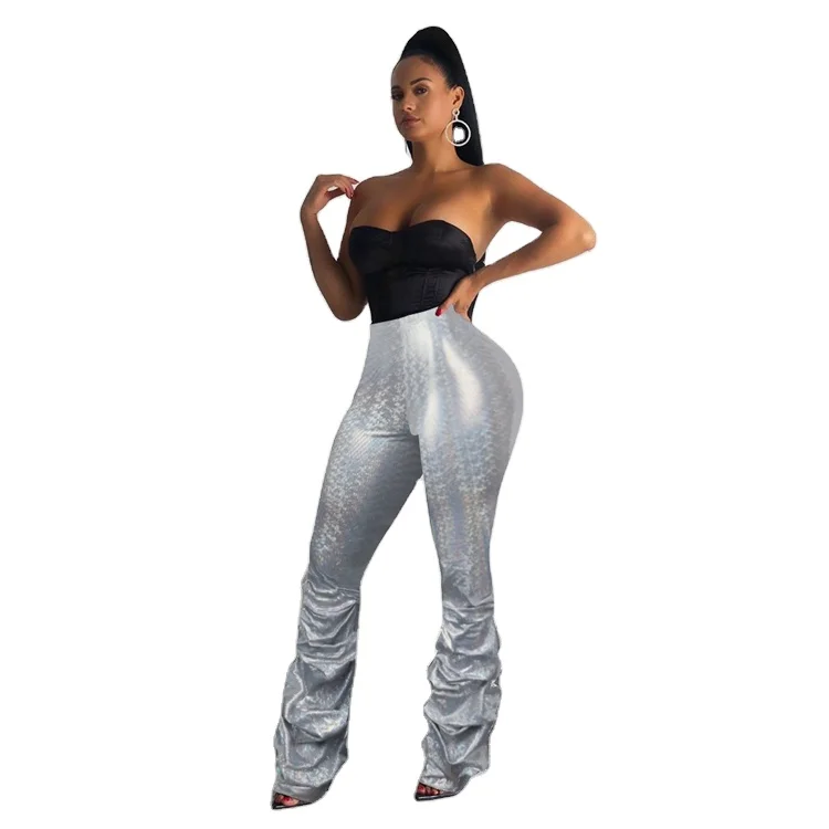 

Price On Sale Women Slim Glitter Night Club Sexy Stacked Pants