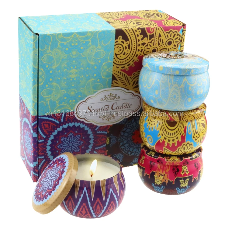 Jar Candle Gift Set for Massage SPA Soy Wax Candle Portable Travel Tin