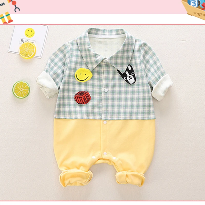 

wholesale spring autumn cartoon casual baby one-piece long romper baby long-sleeved rompers, As picture shown