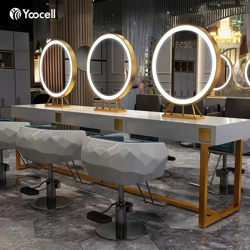 Yoocell Threeposition Salon Beauty Hair Station Barber Gold Station