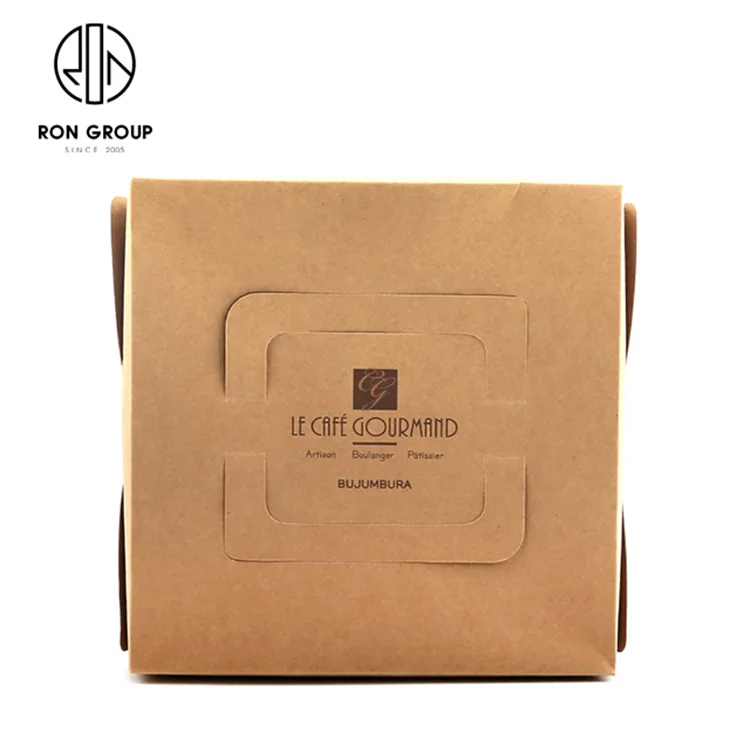 Manufacturer Craft Food Containers Portable Rectangle Disposable Flat Sheet Carton Take Away Kraft Paper Box For Restaurant