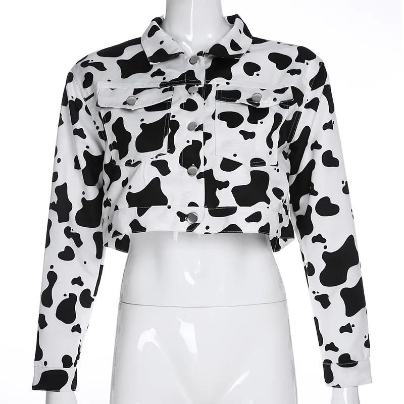 

2020 new arrivals autumn fashion trending products ladies cow printed high street hip hop short jackets