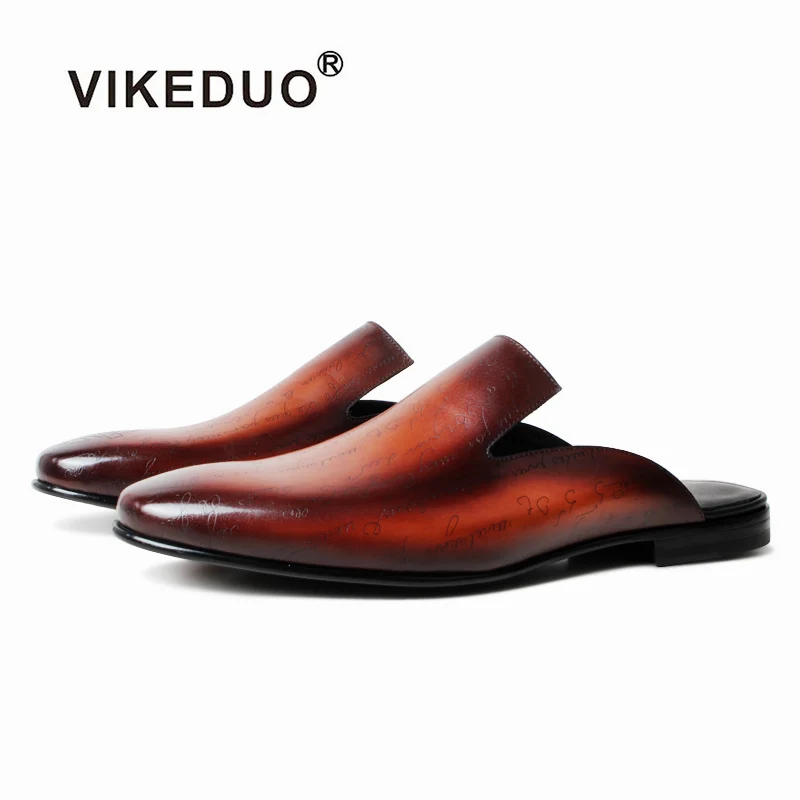 

Vikeduo Hand Made Men's Slipper Brands For Maximum Comfort Custom Men Casual Shoes Design Of Mens Leather Slippers, Brown