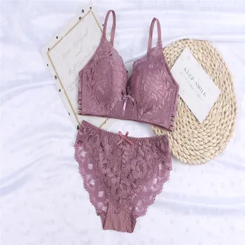 floral lace bra and panty set