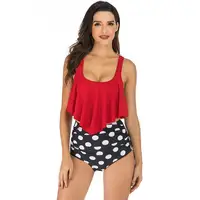 

Women Sexy Swimwear Girl's High Waist Bikini Bathing Suits Ruffle Digital Prints Backless Two Piece tankini swimsuits