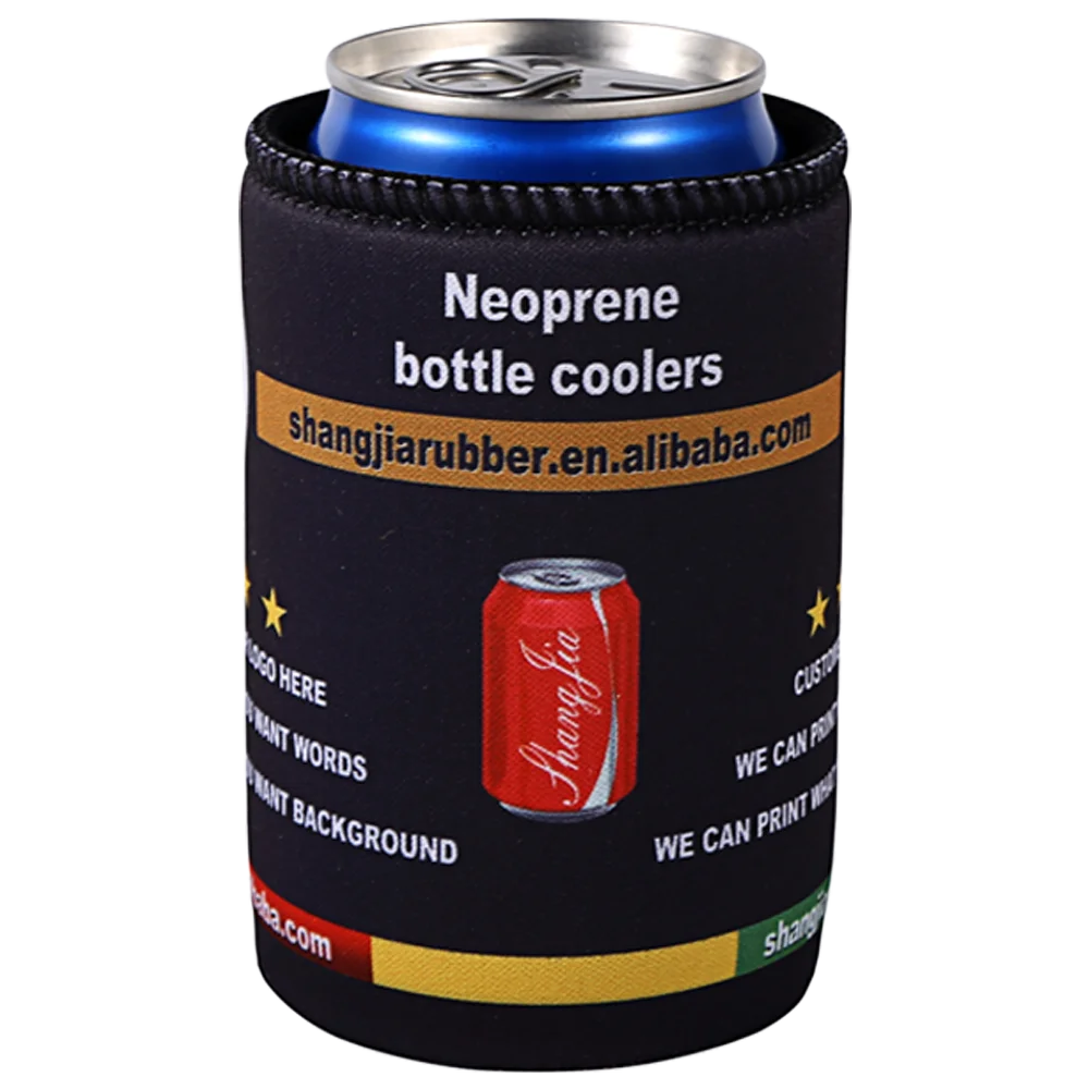 

Wholesale Custom Logo Printed Black Neoprene Insulated Stubby Can Cooler Holder