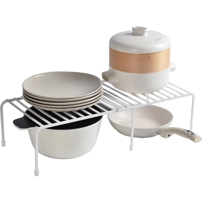 
Factory wholesale kitchen retractable rack cabinet thickened wrought iron layered dish pot rack seasoning bottle organizer 