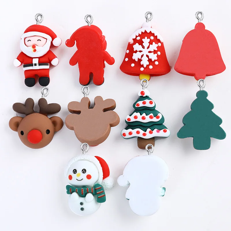 

Christmas Series Snowman Santa Claus Resin Charms Pendants for Earrings Necklace Accessories DIY Jewelry Making Findings