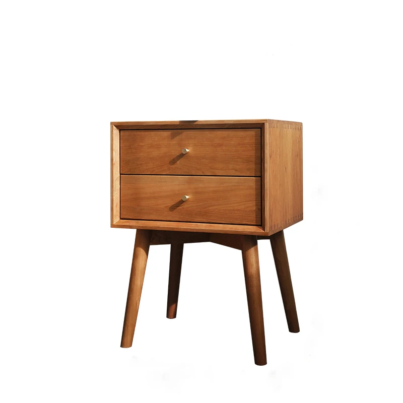 Cherry Tree Solid Wood Furniture 2 Drawer Bedside Table Nightstand