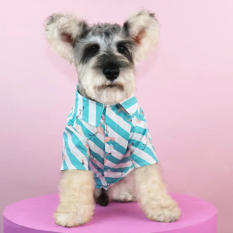 

Wholesale high quality cat pet shirt thin summer flamingo print dog clothes