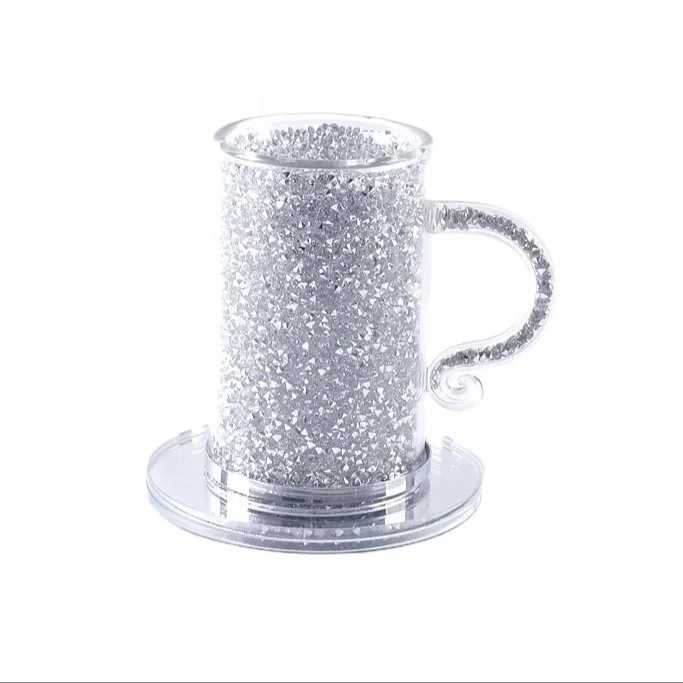 

Crystal glass silver diamond coffee cup mugs for tableware decoration, Customized color