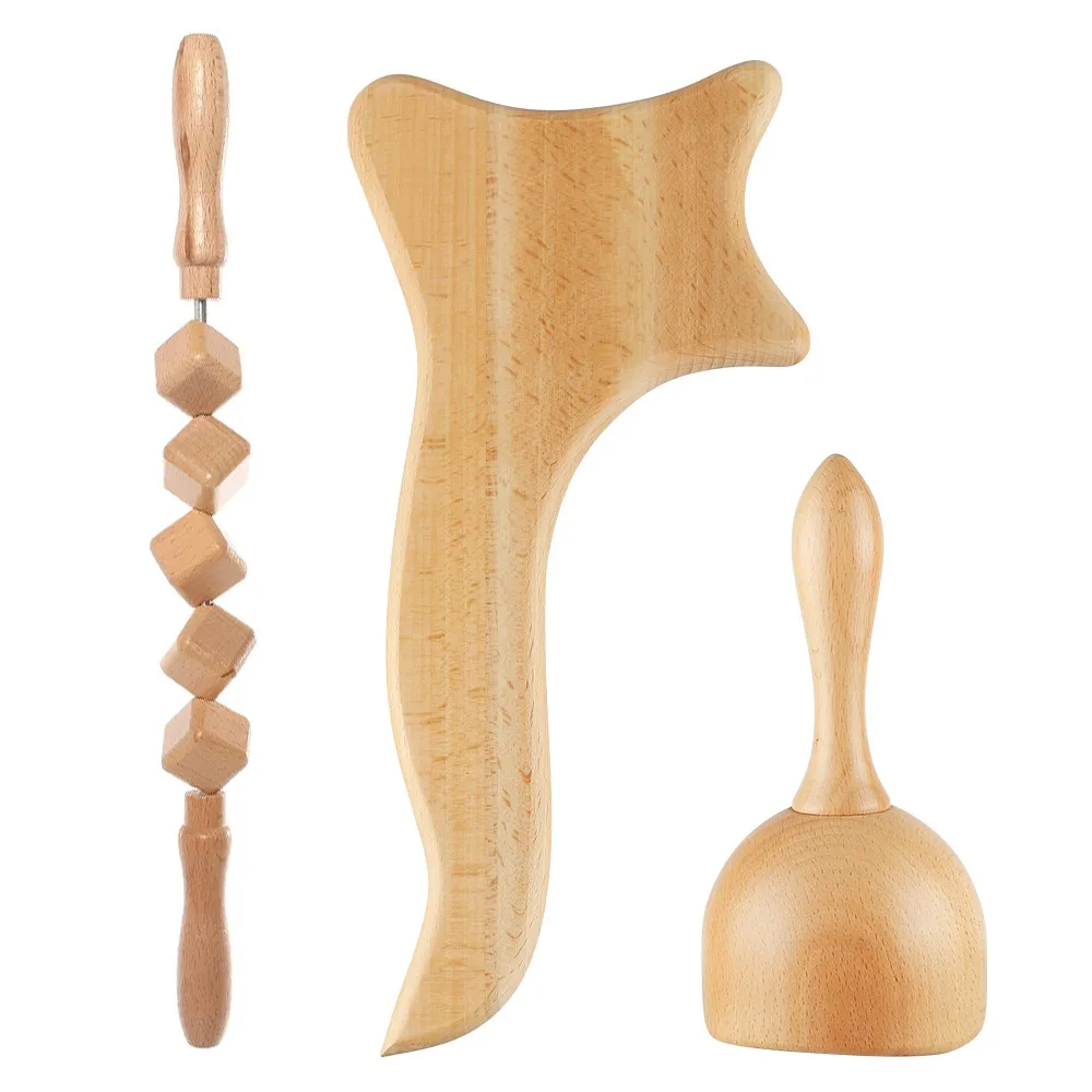 

Lymphatic Drainage Tool Wooden Roller Stick Maderotherapy Wood Therapy Massage Tools Set