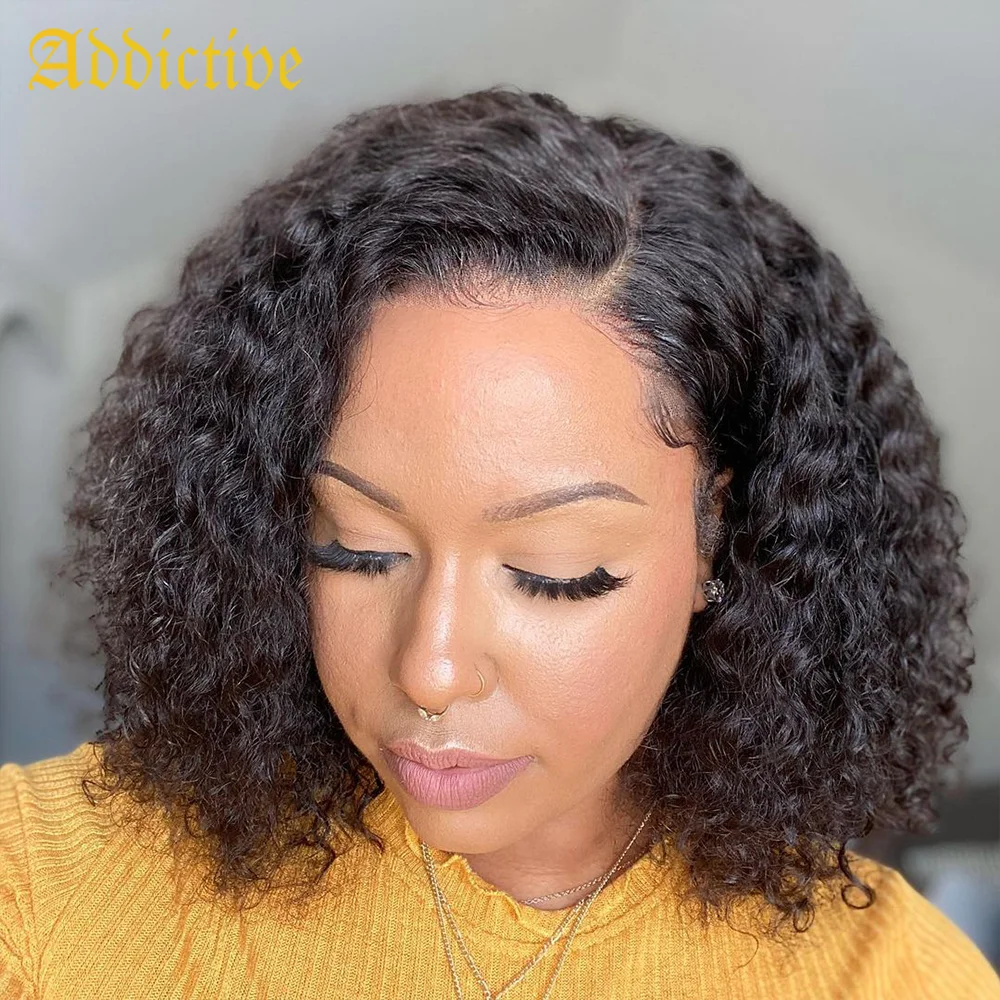 

Addictive New Glueless No Leave Out Human Hair Curly V Part Wig Lace Front Wigs Brazilian Hair 100% Virgin Human Hair Swiss Lace