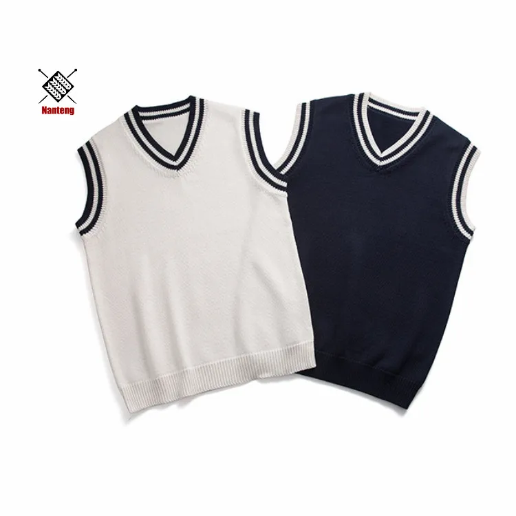 

Autumn Winter Custom Logo Jacquard Oversized College Style Sweater Vest Men