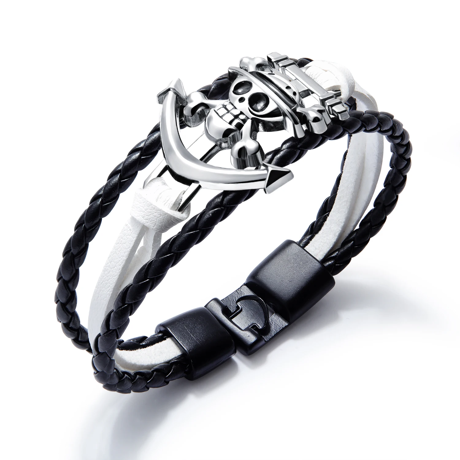 

European and American skull woven punk leather bracelet Fashion anime peripheral bracelet
