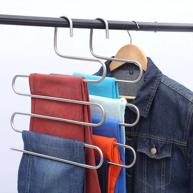 Ready for ship Multifunctional S shape Stainless steel Clothes hanger pants hanger Closet hanger