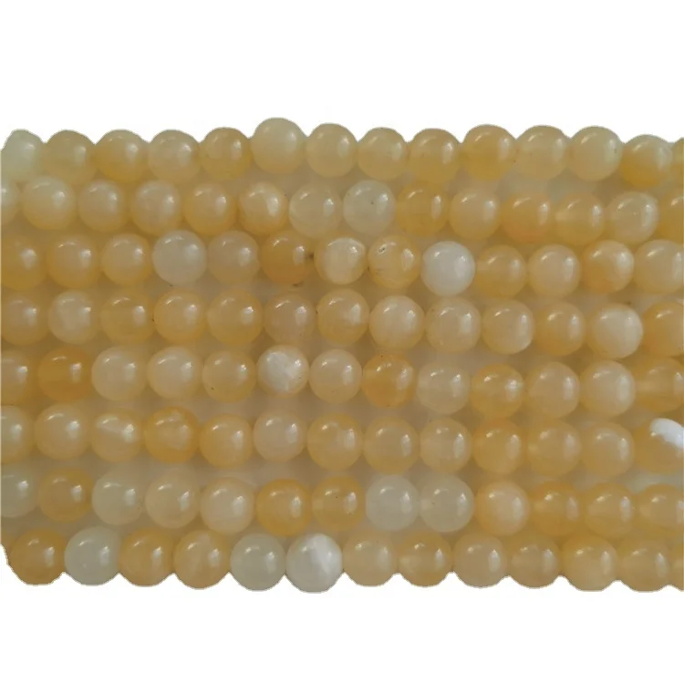 

8mm Natural Yellow Jade Stone Round Loose Semi Gemstone Beads Stone
