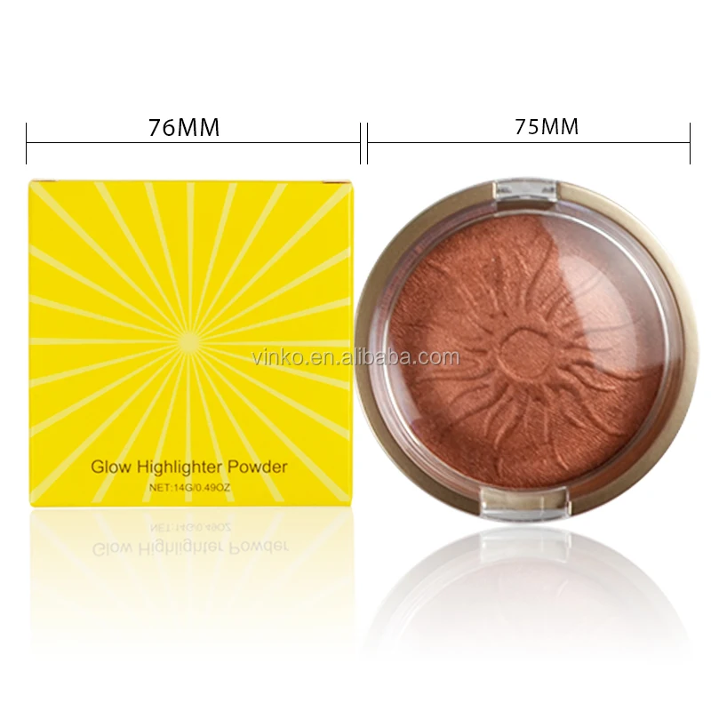 Glow Shimmer Private Label Face Golden Baked Pressed Powder Makeup Highlighter