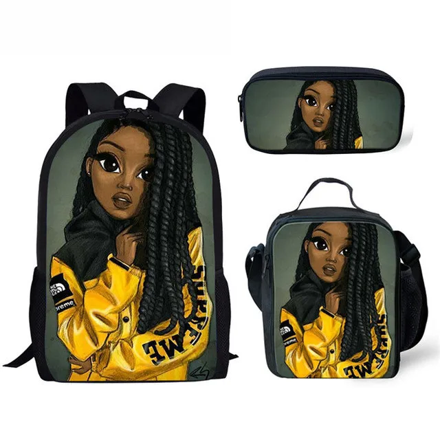 

African Black Queen Girls Print Backpack Fashion Kids College Bags School Custom Logo Children Durable School Bag Set For Girls, Customized your own school backpack