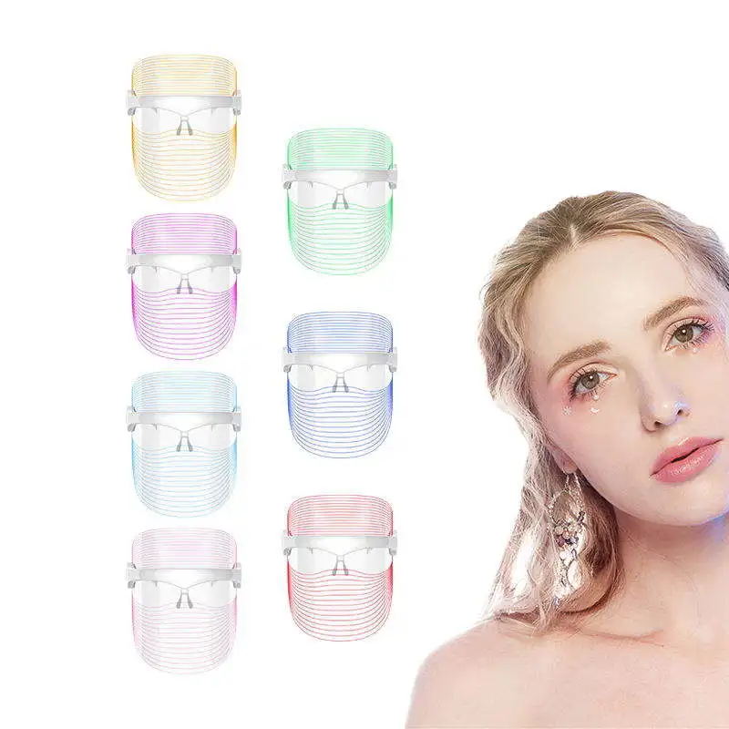 

2021 New Arrivals PDT Photon PDT Light Facial Skin Beauty Therapy 7 Colors Shield Facial Mask Facemask LED Mask, White abs meterail