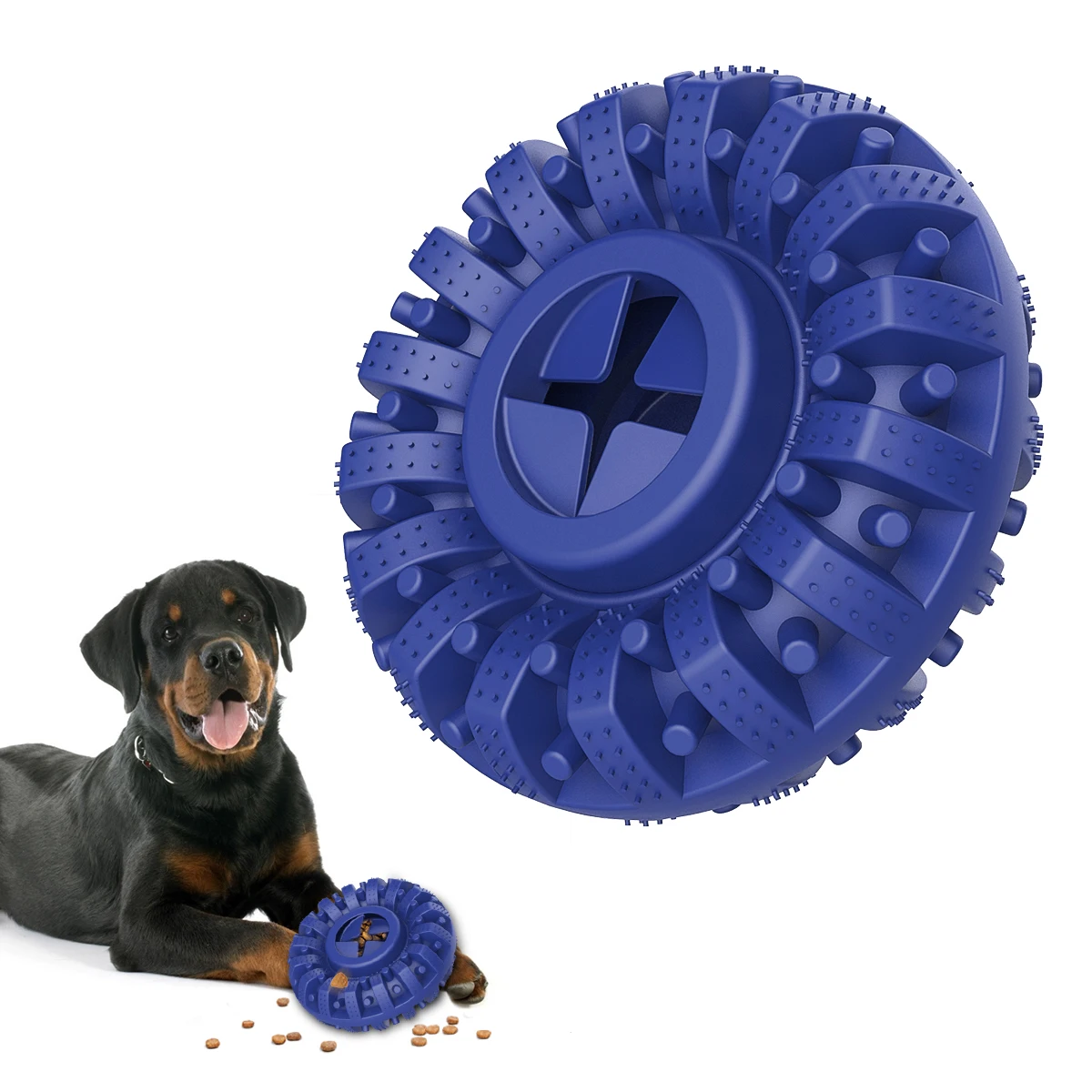 

Lewondr Durable Natural Rubber Dog Chew Toy for Aggressive Chewer & Treat Dispenser for Power Chewers - Blue