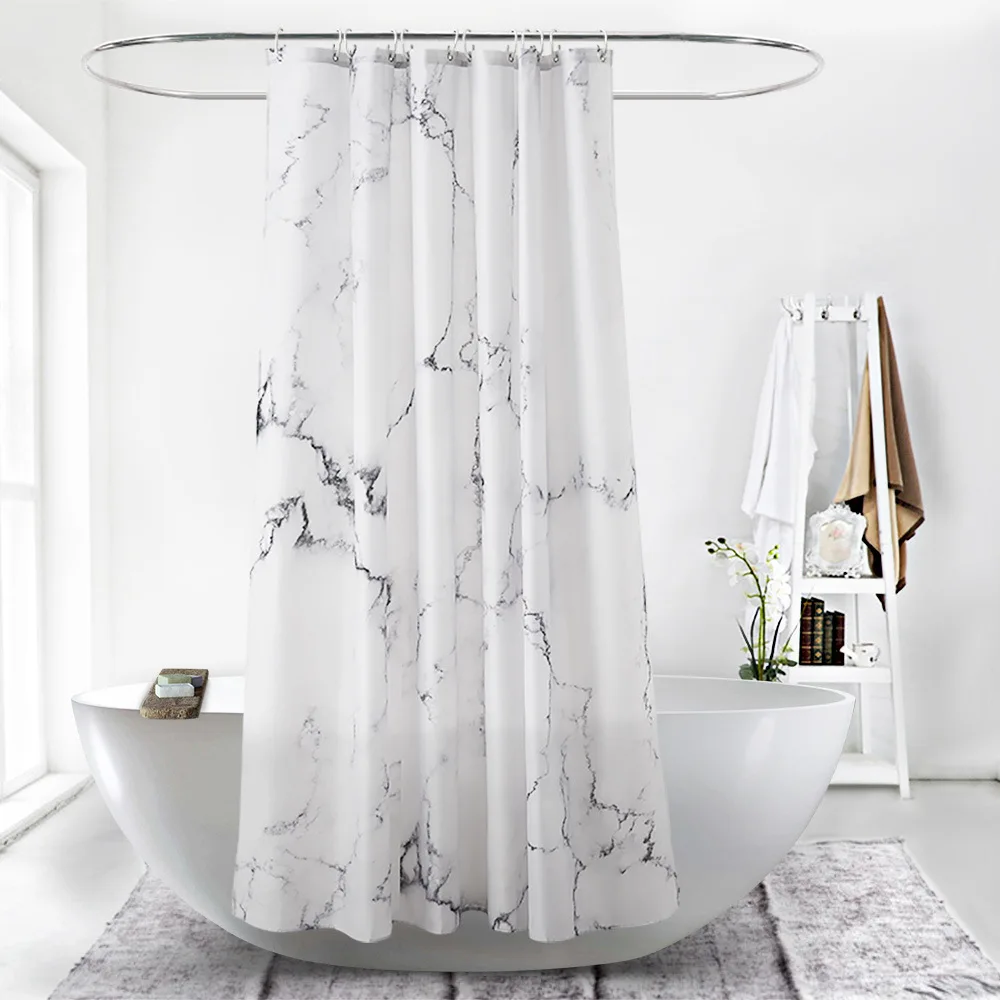 

Custom Marble Printed Shower Curtain Thick Polyester Waterproof Shower Curtain Partition Bathroom Curtain, Custom color