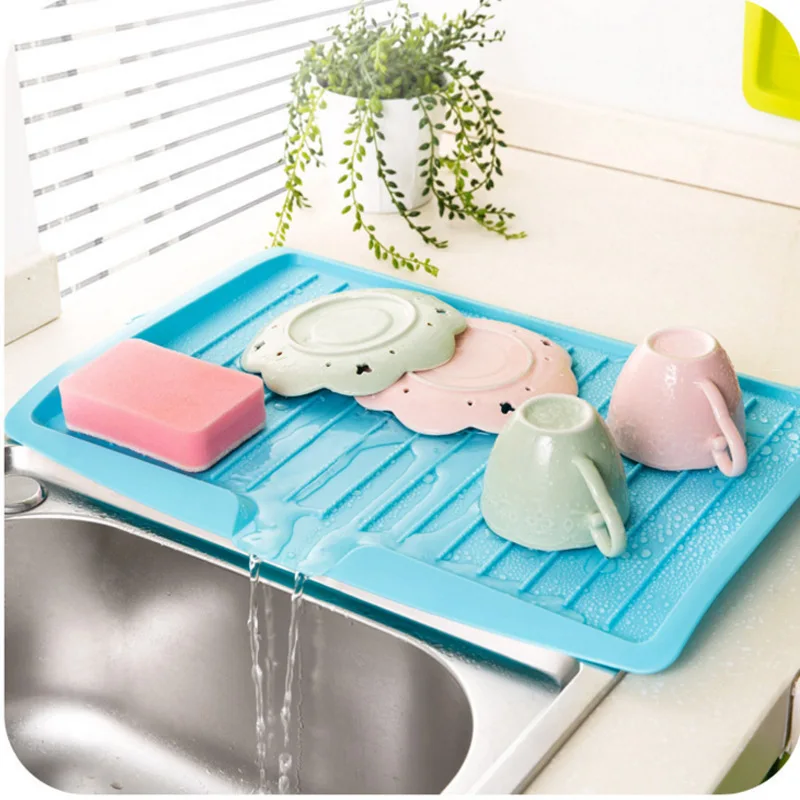 

A2306 Kitchen Tool Rectangle Plastic Dishes Drain Commodity Fruit Dry Shelf Tableware Plate Tray, 4 colors