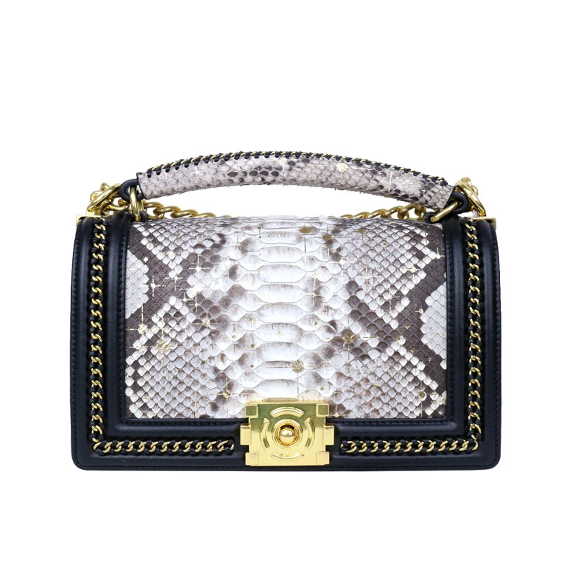 

Custom Luxury Real Genuine Snake Skin Leather Lady Women Designer Shoulder Crossbody Flap Bag Purse Luxury Handbags For Women