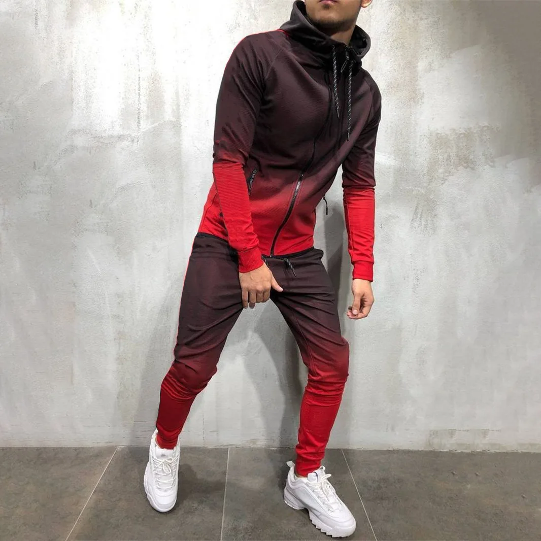 

Autumn Ready to ship athleisure stylish fade color mens sweat suits tracksuit