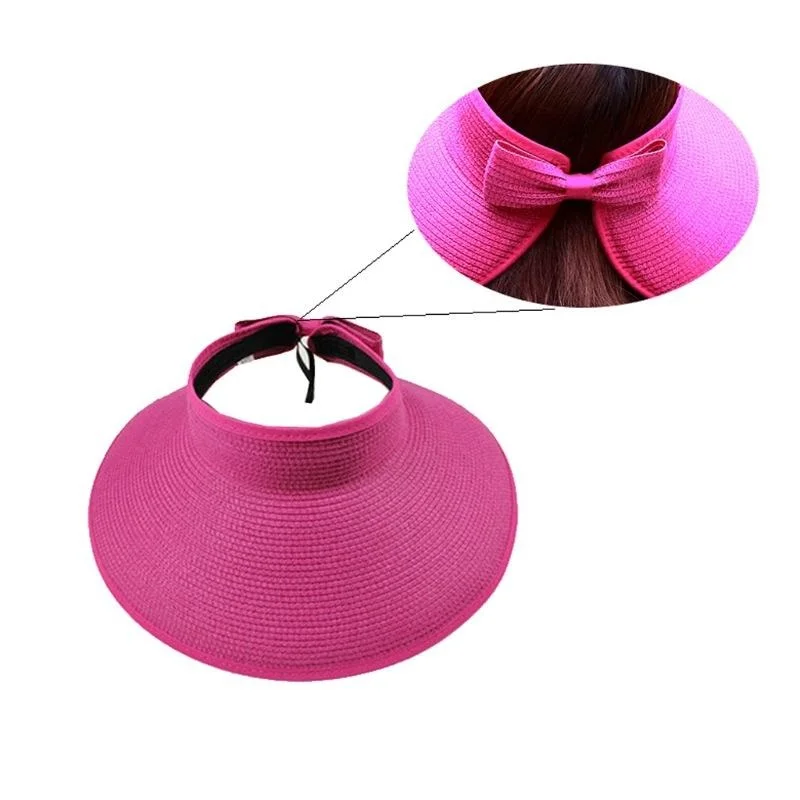 Women Large Floppy Visor Hat Foldable Boho Wide Brim Straw Hat Summer ...